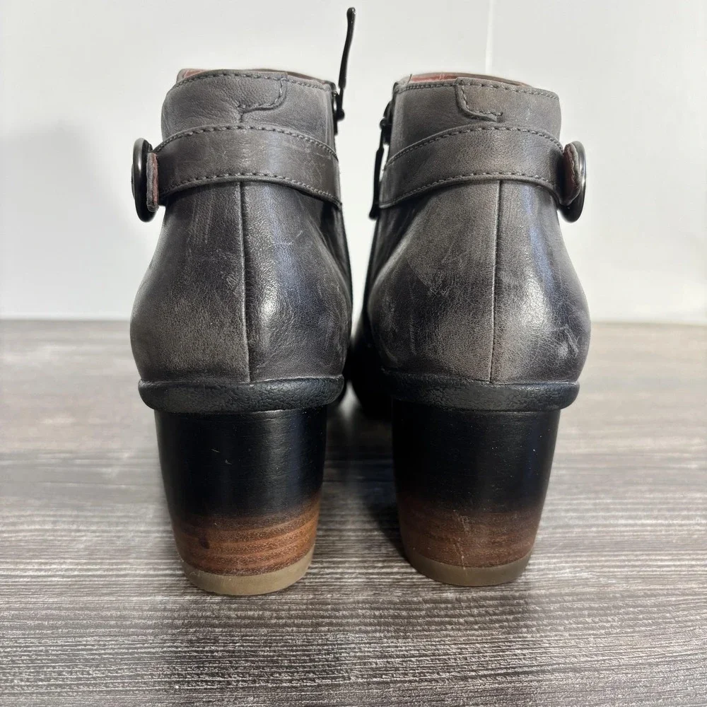 Dansko Booties Womens Size‎ 38 Gray Leather Waterproof Ankle Zip Block Heel